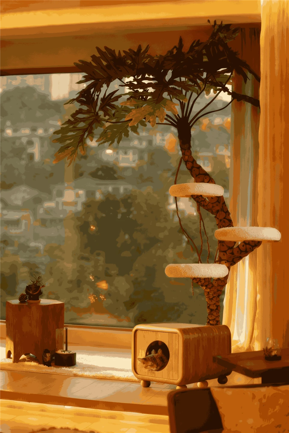 Artificial Monstera Deliciosa Tree Cat Tree factory