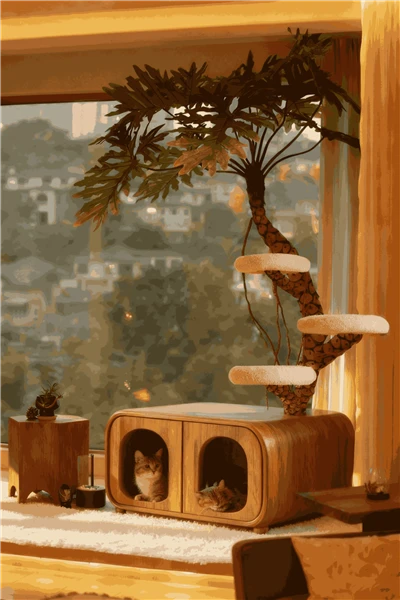 Gervi Monstera Deliciosa Tree Cat Tree